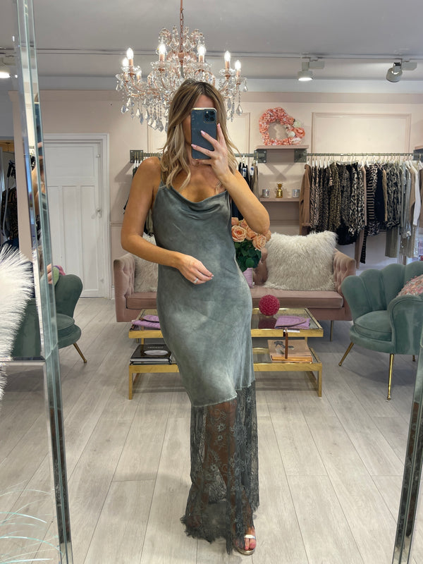 SOPHIE KHAKI LACE CAMI MAXI DRESS