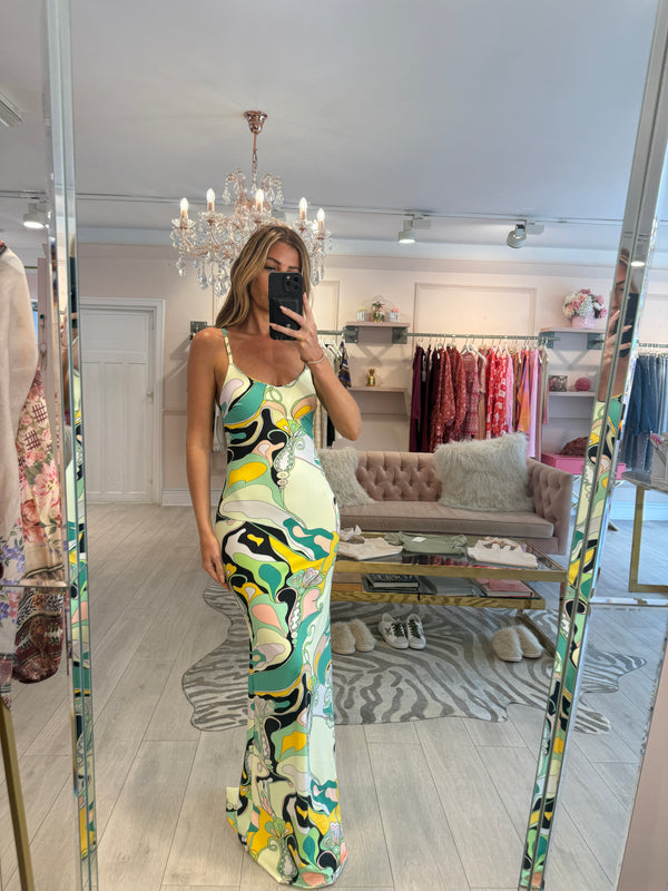 PHI PHI PRINT MAXI DRESS GREEN