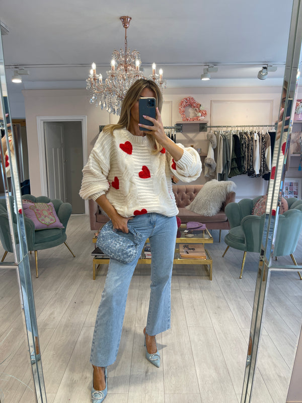 LOVE HEART CHUNKY KNIT JUMPER