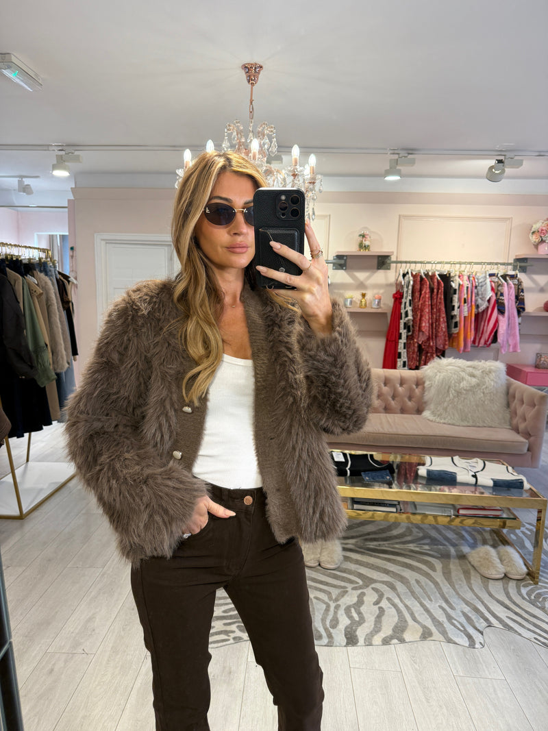 ELSA FLUFFY JACKET BROWN