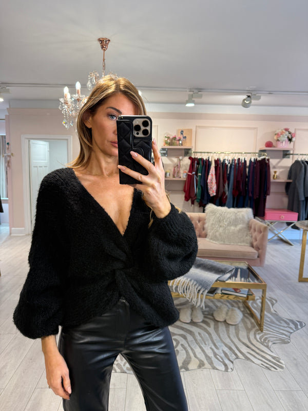 PENELOPE FRONT KNOT JUMPER BLACK