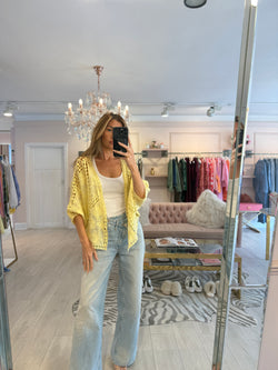 YASMIN YELLOW CROCHET CARDIGAN