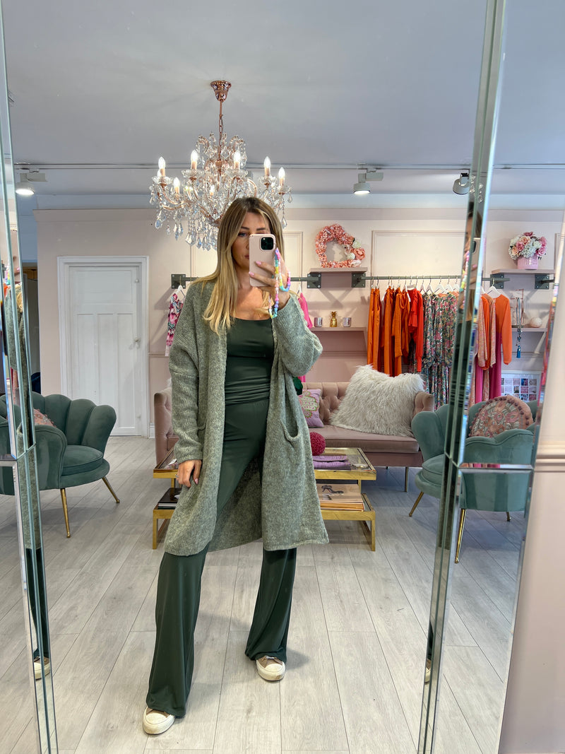 LOVE & PEACE KHAKI OVERSIZED CARDI