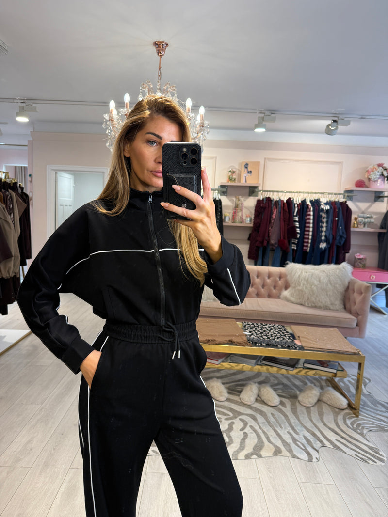 JAMIE CONTRAST STRIPE TRACKSUIT BLACK