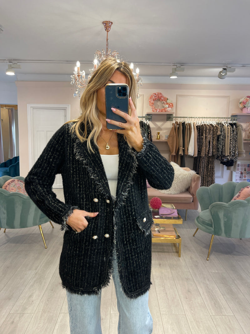 PARIS KNITTED BLAZER CARDIGAN BLACK
