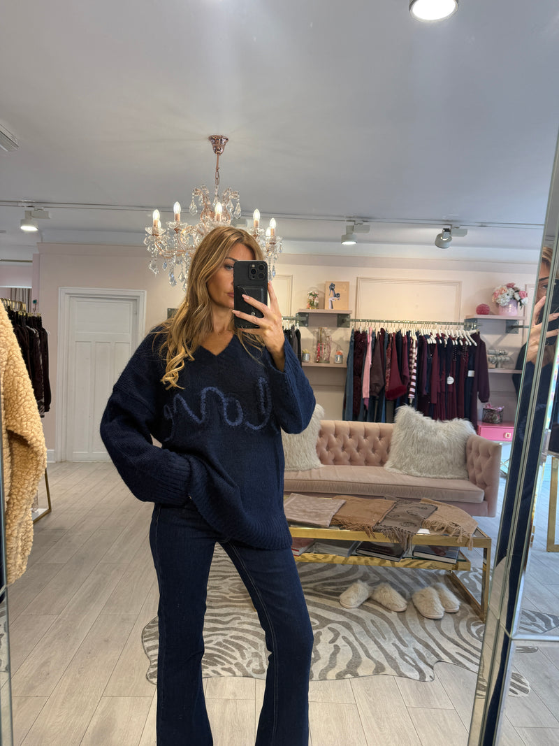 SIENNA OVERSIZED LOVE JUMPER NAVY