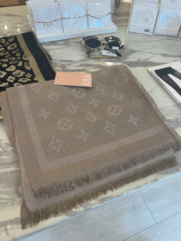 PINK METALLIC LOGO SCARF
