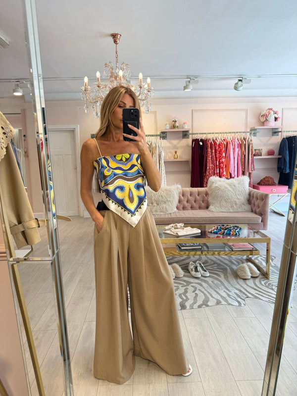 MIA TAILORED BELTED WIDE LEG TRS CAMEL
