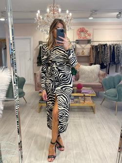 NORA CREAM CUT OUT ZEBRA DRESS