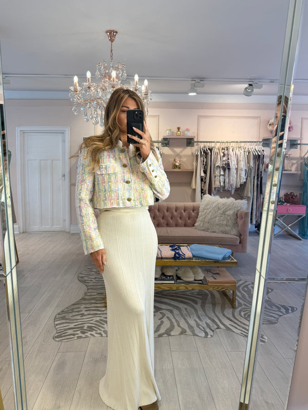 CHLOE PASTELS TWEED BOX BLAZER