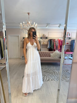 ANAIS COTTON HALTER MAXI DRESS WHITE