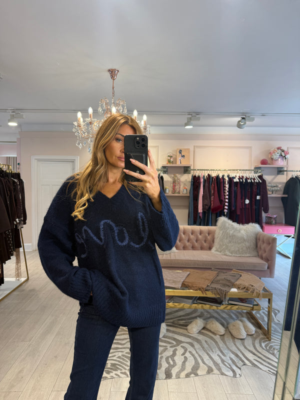 SIENNA OVERSIZED LOVE JUMPER NAVY
