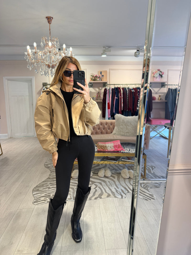 LEAH CROPPED HOODED JACKET CAMEL