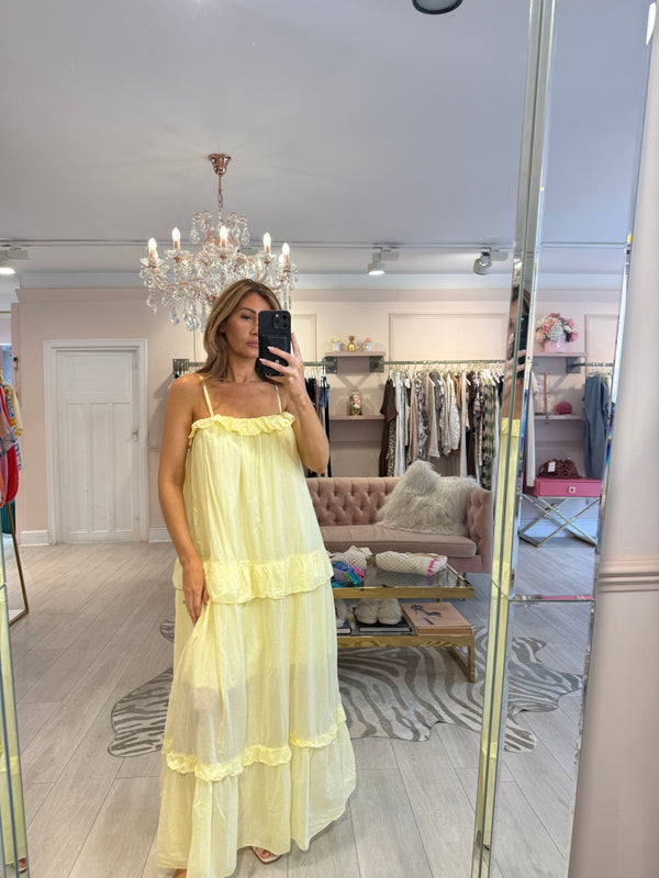 ADELINA TIERED CAMI MAXI DRESS LEMON