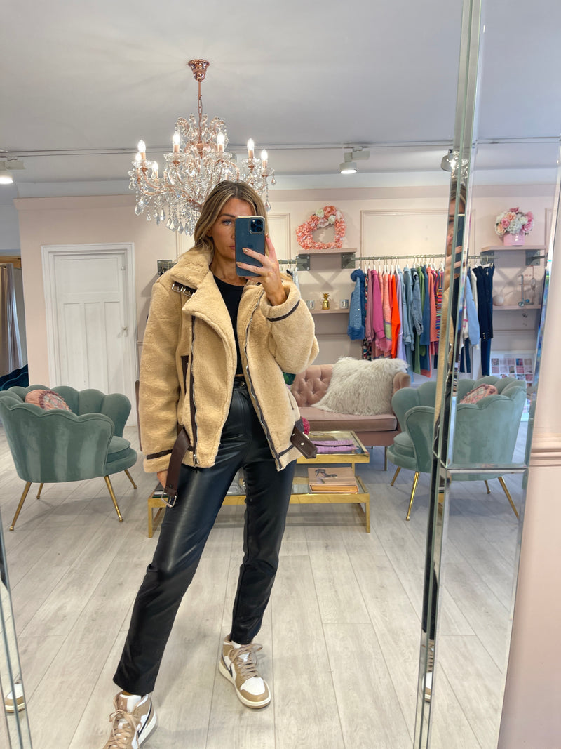 SKYLAR AVIATOR JACKET CAMEL
