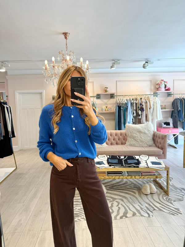 ELODIE BUTTON DOWN CARDIGAN ROYAL BLUE