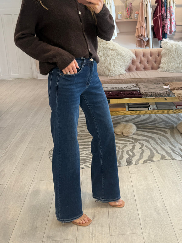 LENNIE MID RISE WIDE LEG INDIGO WASH JEANS