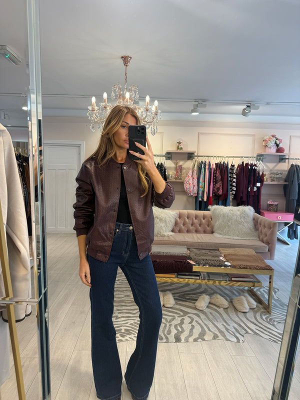 CARLA WOVEN BOMBER JACKET BURGUNDY