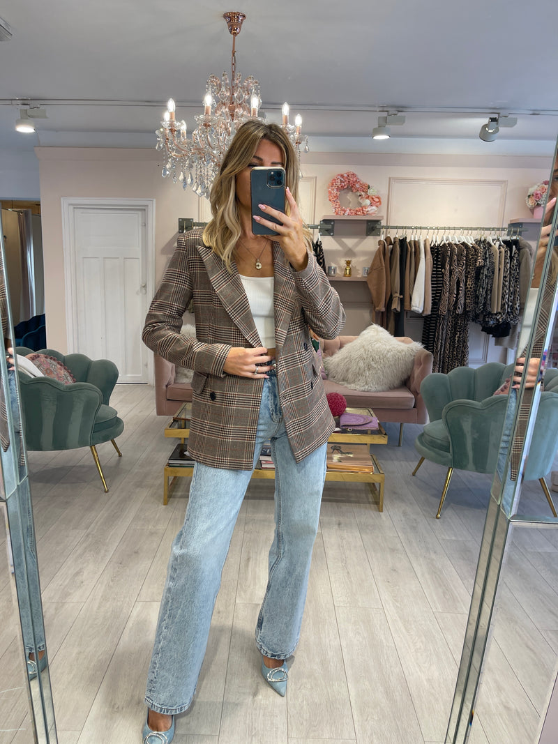AGATHA PLAID DOUBLE BREASTED BLAZER