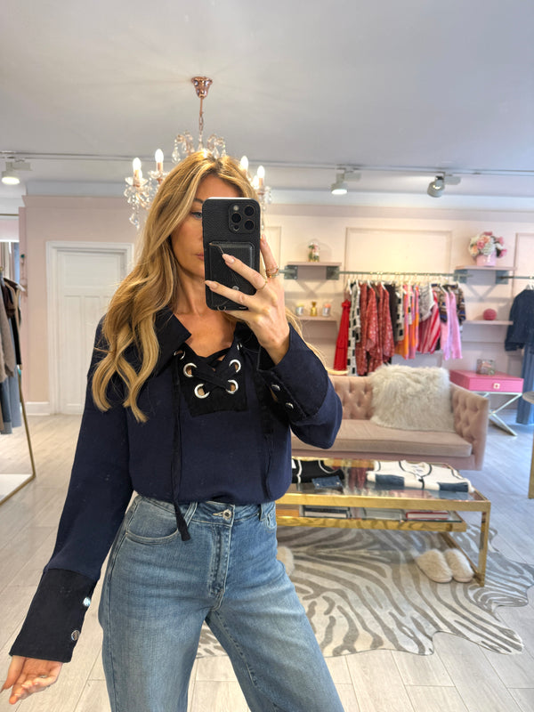 ASPEN LACE UP JUMPER NAVY