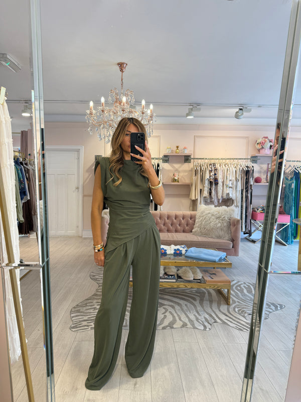 ALANA TOP & TROUSER SET KHAKI