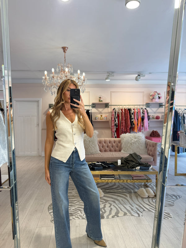 AMELIA KNIT WAISTCOAT CREAM