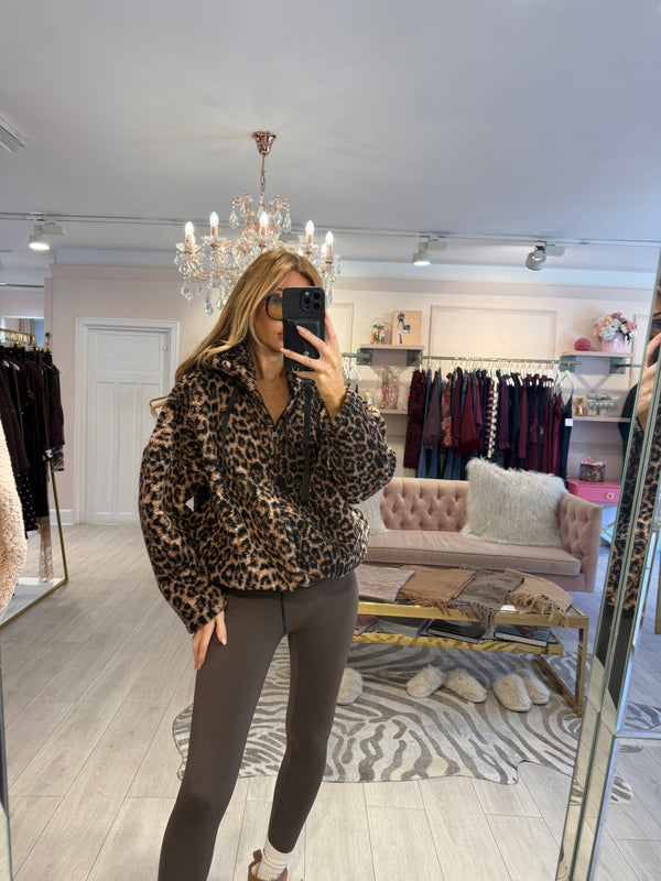 CANDACE BORG FLEECE FULL ZIP JACKET LEOPARD