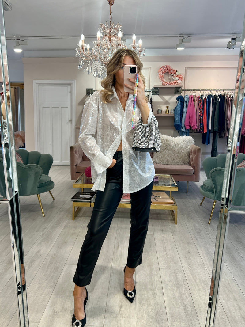 DIVA WHITE SEQUIN BLOUSE