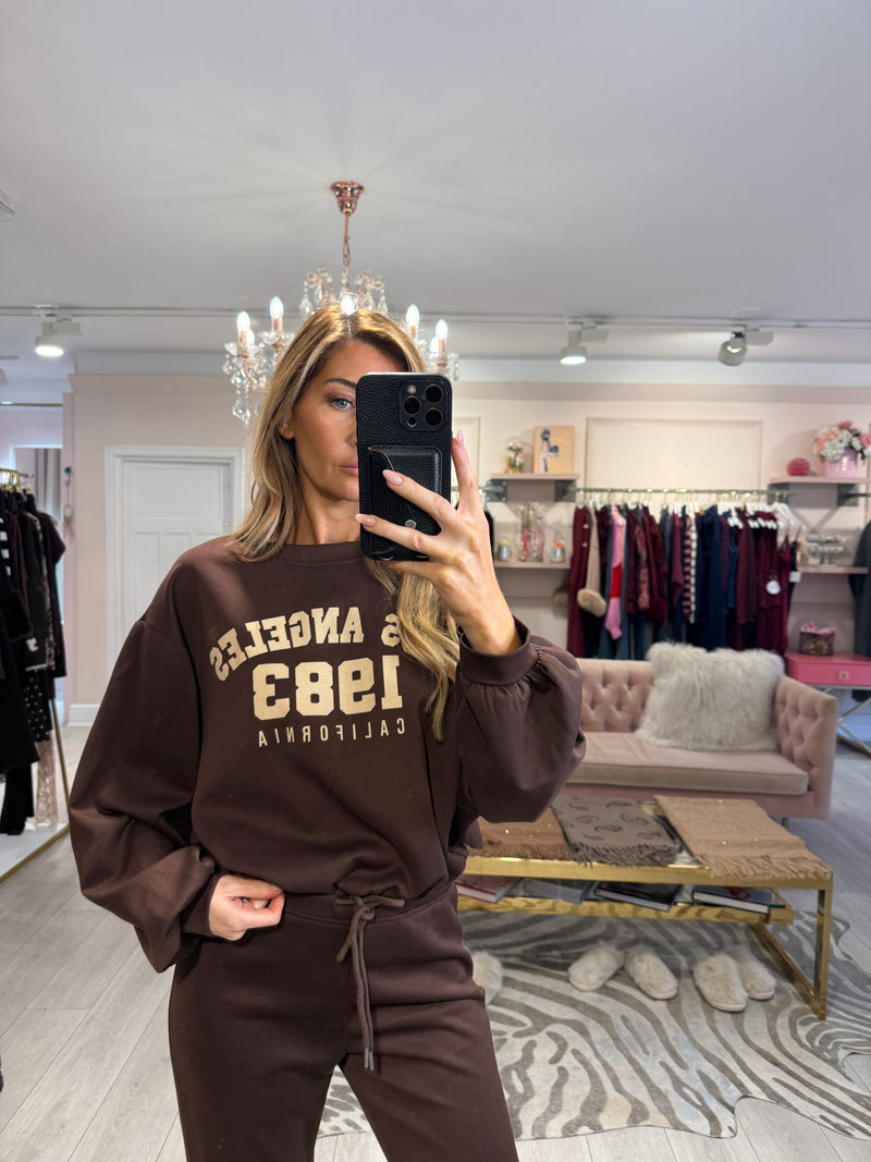 LOS ANGELES STRAIGHT LEG TRACKSUIT BROWN