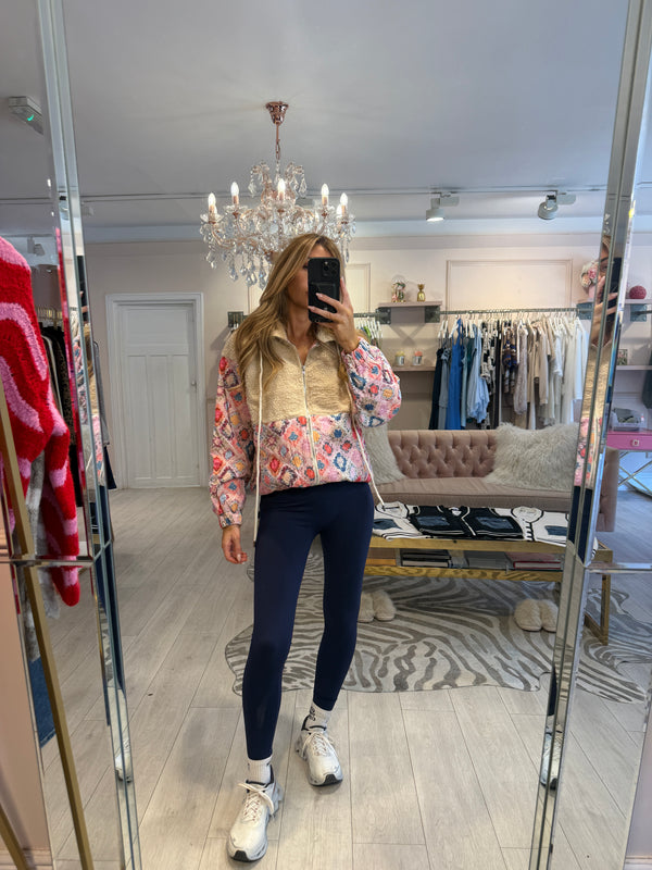 TIA TEDDY PRINTED ZIP UP JACKET