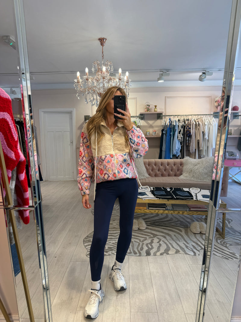 TIA TEDDY PRINTED ZIP UP JACKET