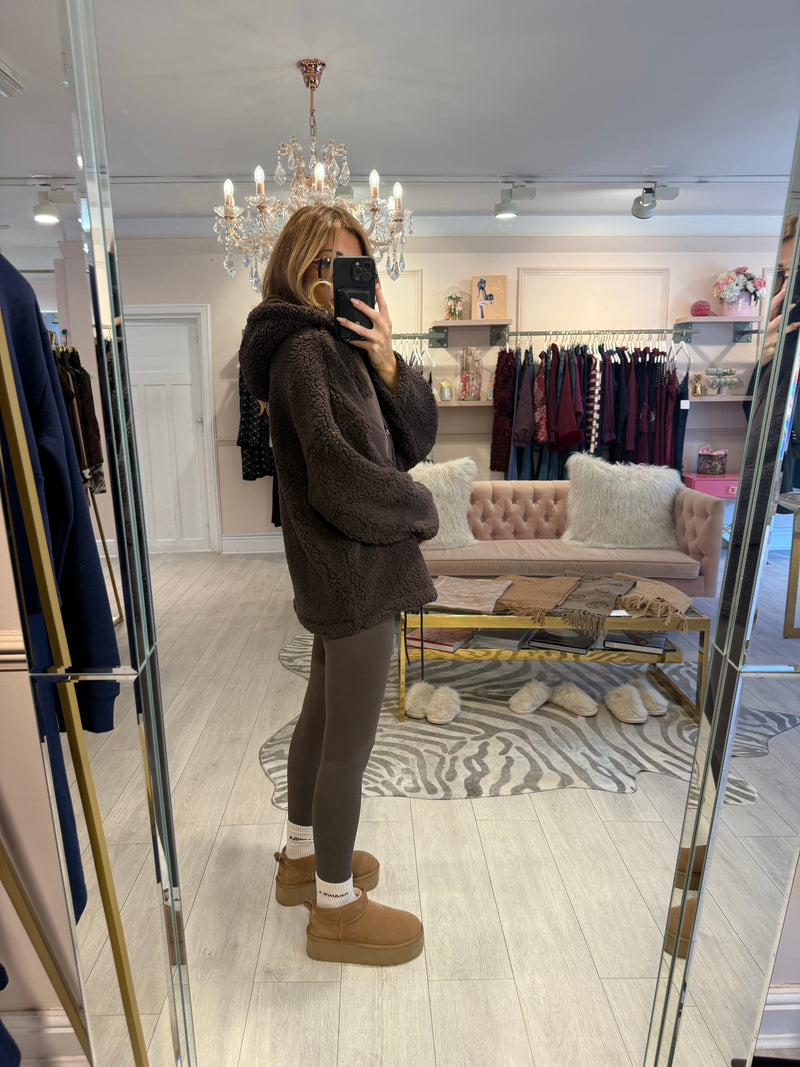 CANDACE BORG FLEECE FULL ZIP JACKET CHOCOLATE