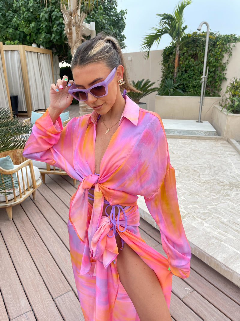 EBA. MALIBU BEACH PINK/PURPLE TOP & SARONG SET