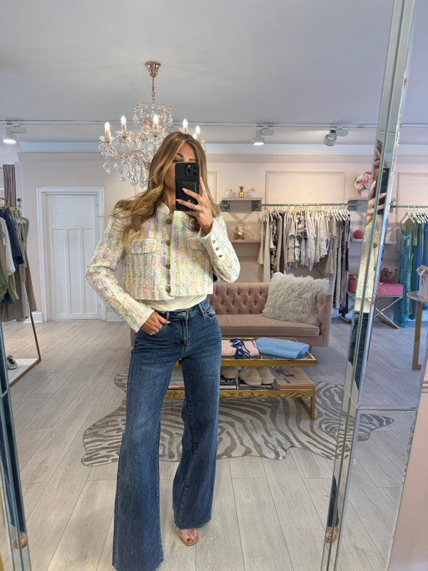 CHLOE PASTELS TWEED BOX BLAZER
