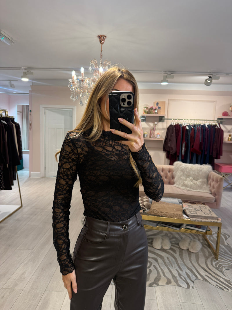 KEIRA LACE MESH BODY BLACK