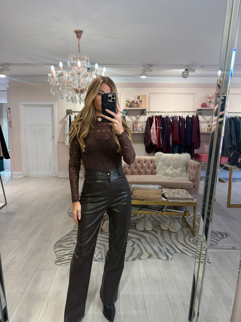 KEIRA LACE MESH BODY BROWN