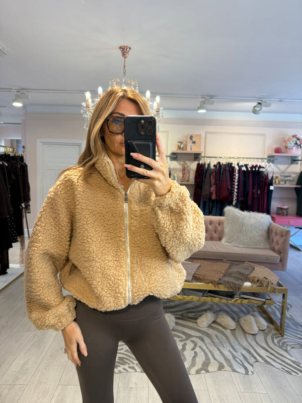 LANA BORG ZIP TROUGH FLEECE BEIGE