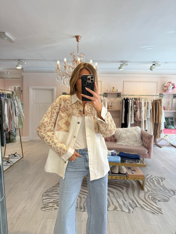 CYRUS DENIM OVERSHIRT WHITE/NUDE