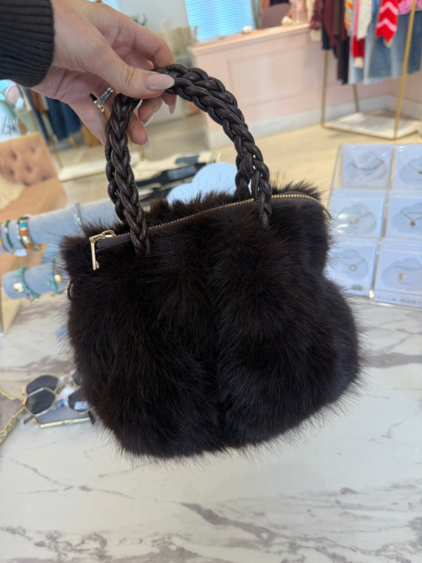 FAUX FUR BAG CHOCOLATE