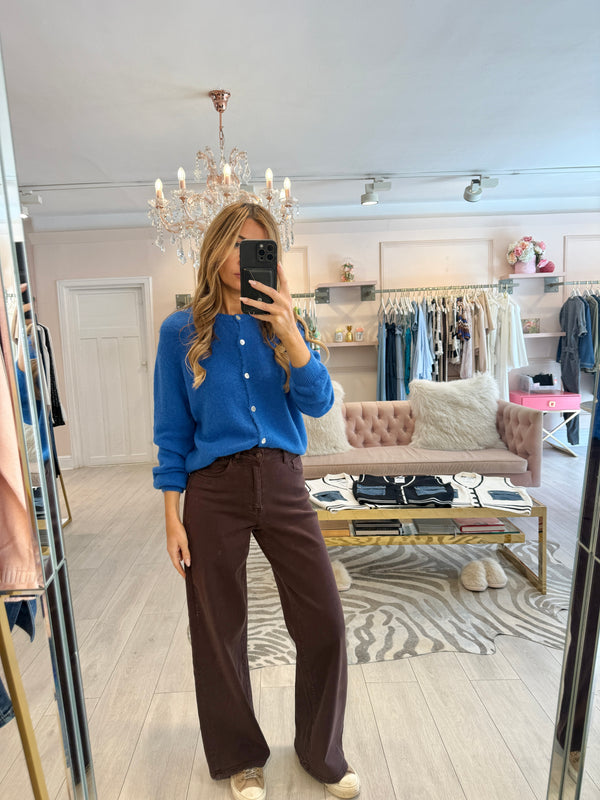ELODIE BUTTON DOWN CARDIGAN ROYAL BLUE