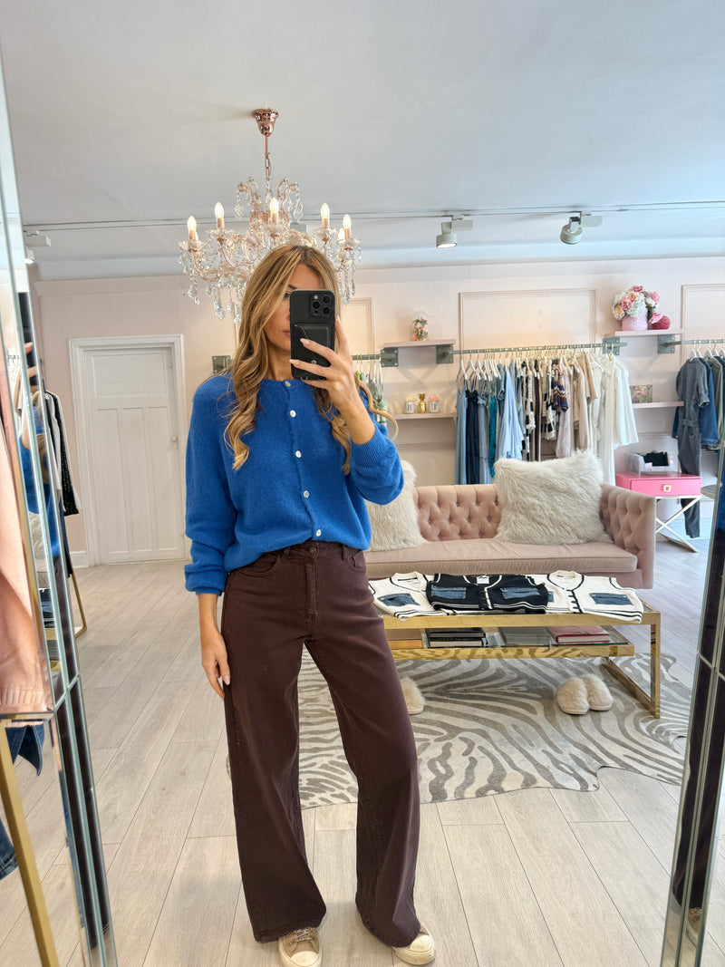 ELODIE BUTTON DOWN CARDIGAN ROYAL BLUE