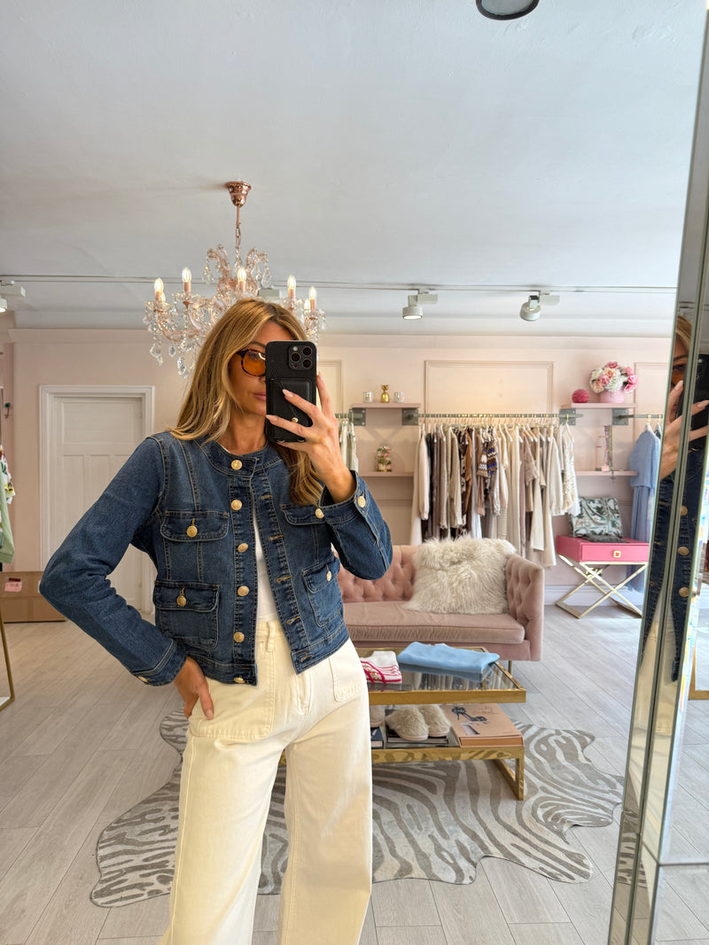 LONDON DENIM JACKET DARK BLUE sized uk 10-20