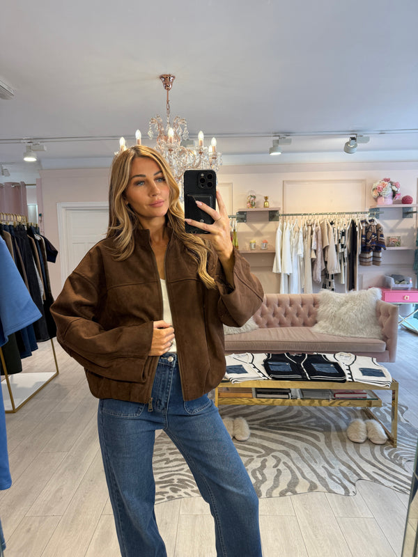 MORGAN FAUX SUEDE JACKET BROWN