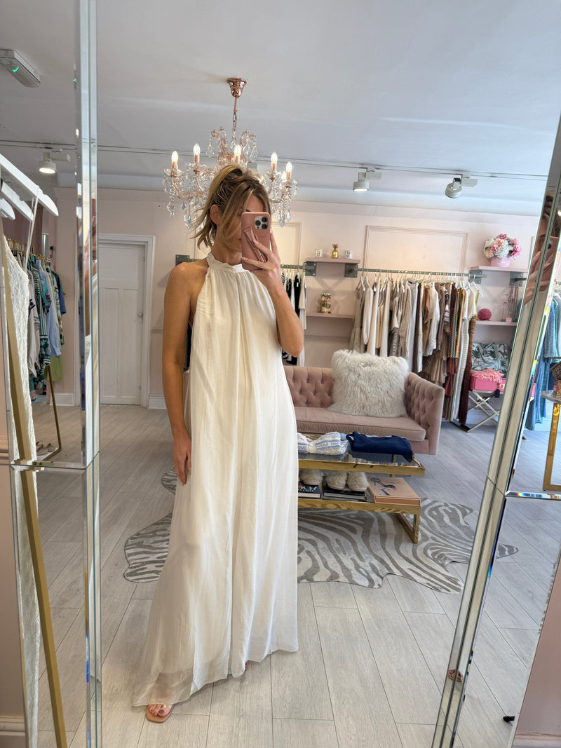DION SILK MIX JUMPSUIT CREAM