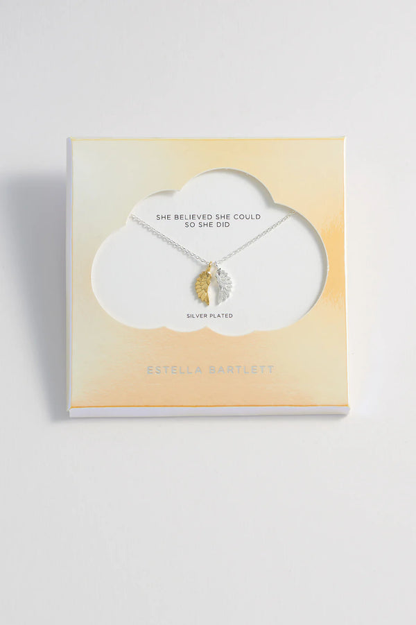 ESTELLA BARTLETT SILVER PLATED WING NECKLACE