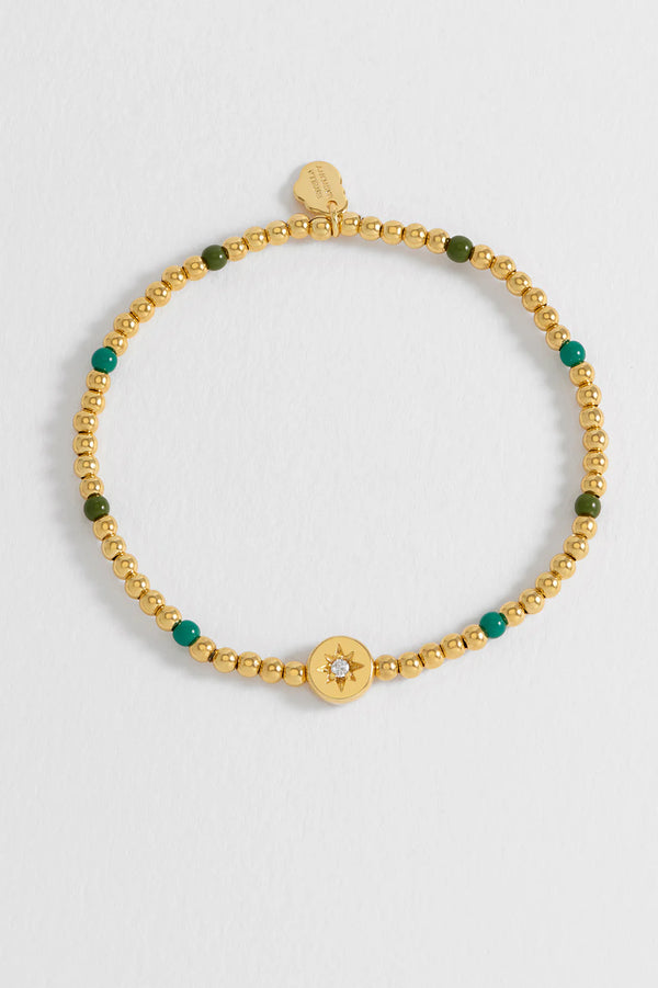 ESTELLA BARTLETT ENAMEL NORTH STAR BEAD BRACELET GOLD PLATED