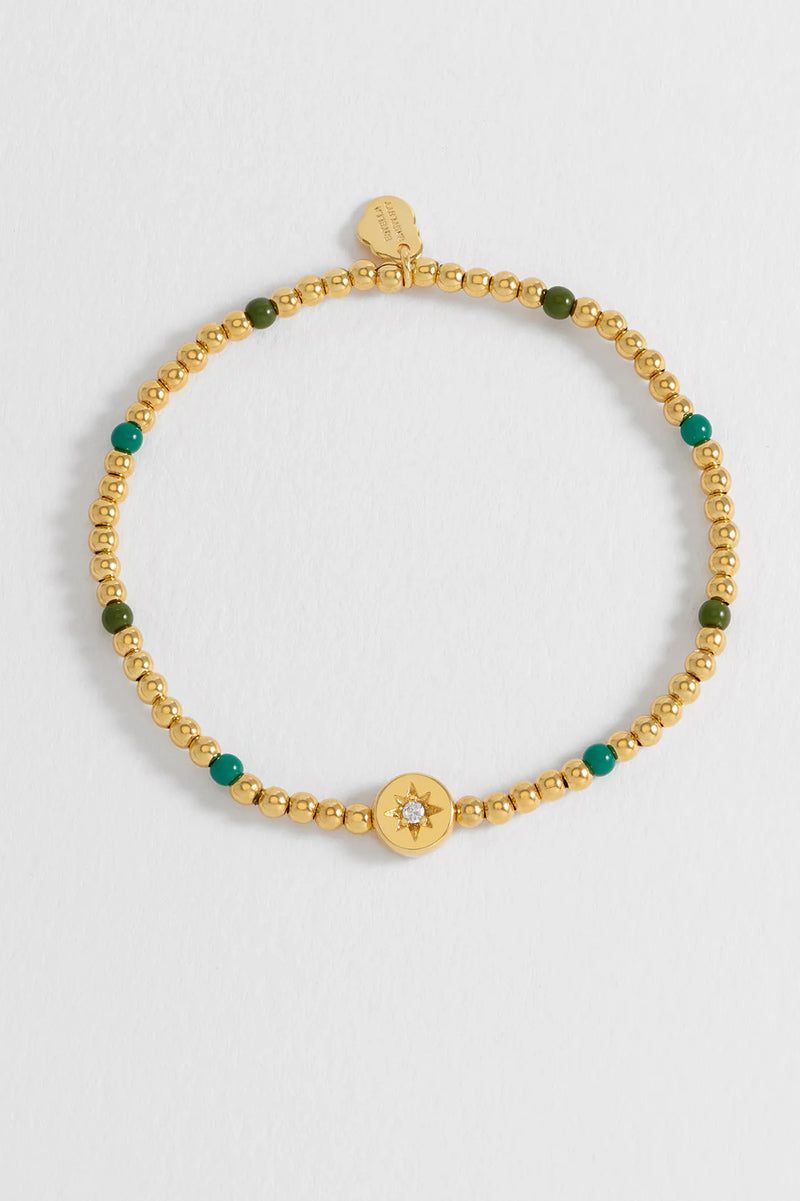ESTELLA BARTLETT ENAMEL NORTH STAR BEAD BRACELET GOLD PLATED