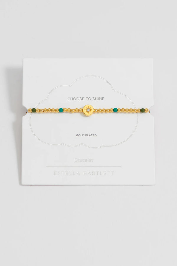 ESTELLA BARTLETT ENAMEL NORTH STAR BEAD BRACELET GOLD PLATED