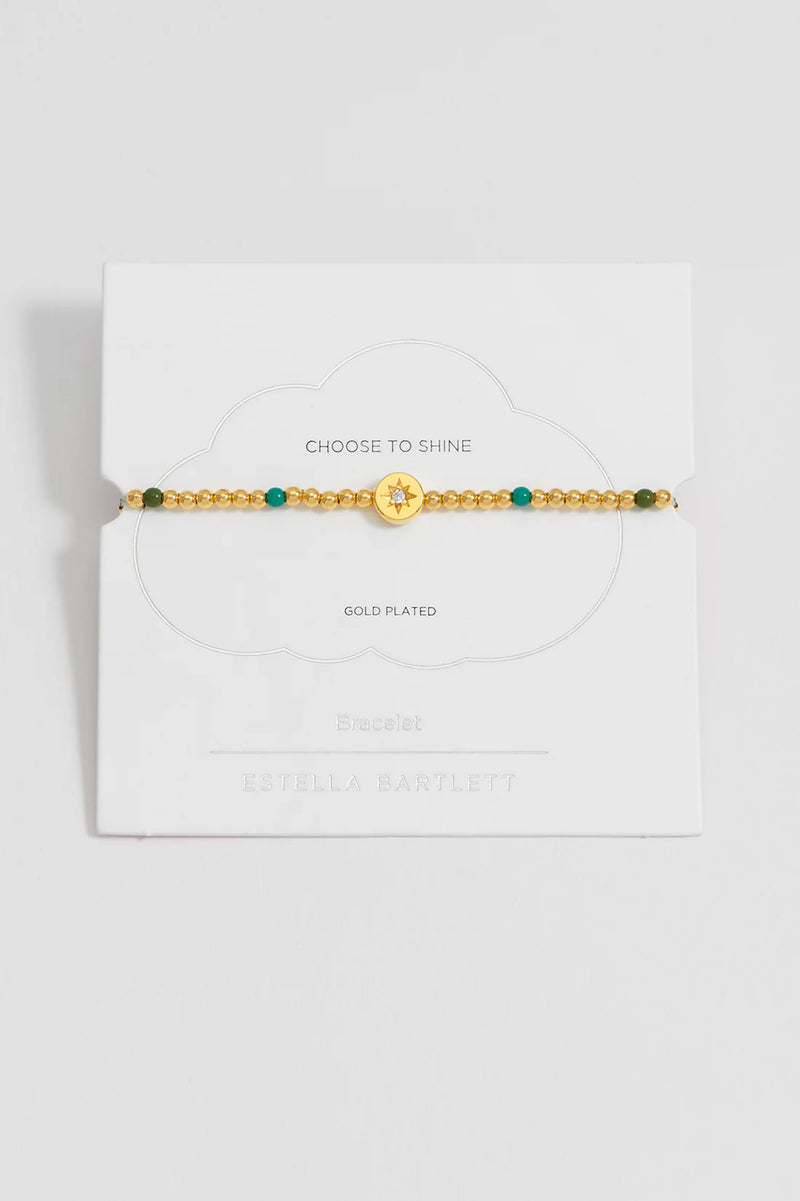 ESTELLA BARTLETT ENAMEL NORTH STAR BEAD BRACELET GOLD PLATED