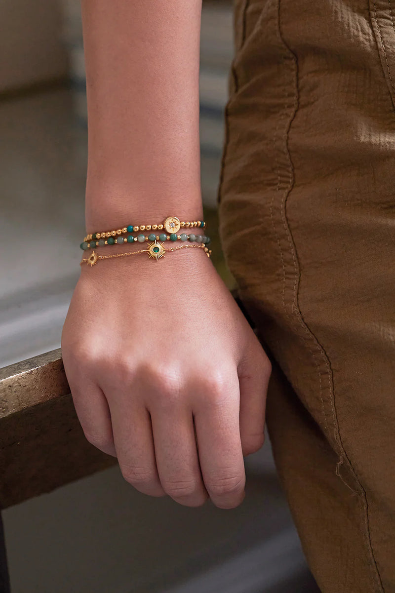 ESTELLA BARTLETT ENAMEL NORTH STAR BEAD BRACELET GOLD PLATED
